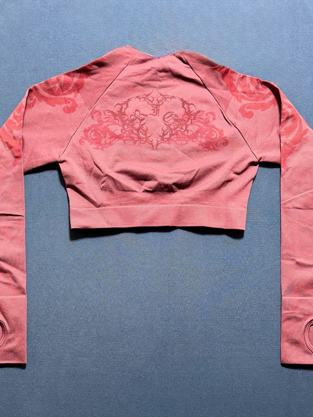 Nylon Spandex M nwt Civil Regime Seamless Gothic Rose Graphic Crop Top - Picture 8 of 10